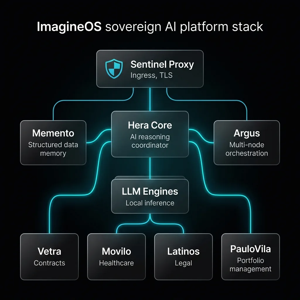 ImagineOS Sovereign AI Platform Stack — Sentinel, Hera, Memento, Argus